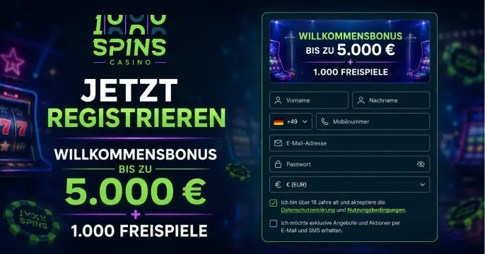 1000Spins Casino Konto banner